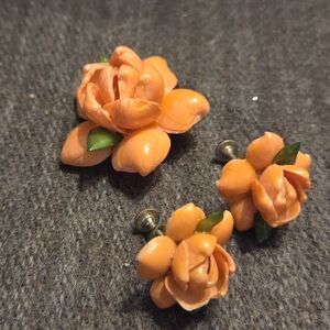 Chic Floral Orange Earrings by [Brand]